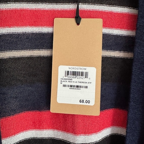 NWT Halogen Longline Open Front Cardigan Casual Summer Sweater Stripe Navy Red M - Picture 7 of 7